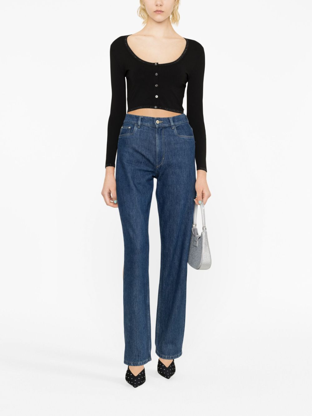 Alexander Wang logo-trim cropped cardigan Women