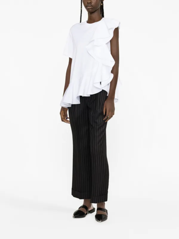 Alexander McQueen Asymmetric Ruffled T-shirt | Black | FARFETCH