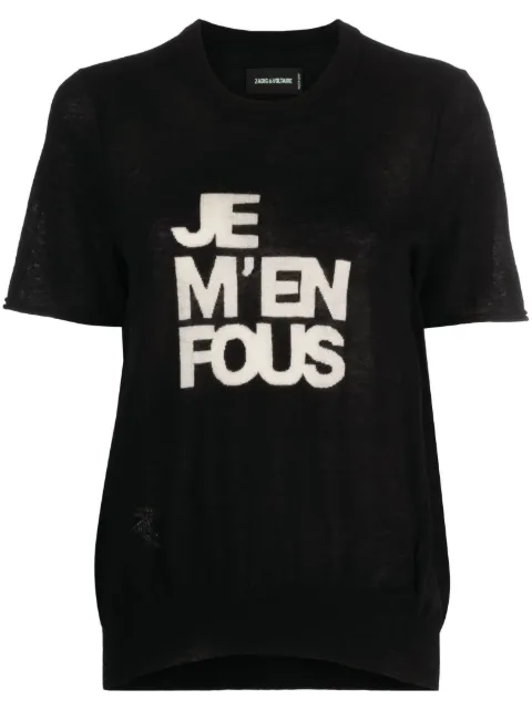 Zadig&Voltaire slogan-intarsia cashmere knitted top