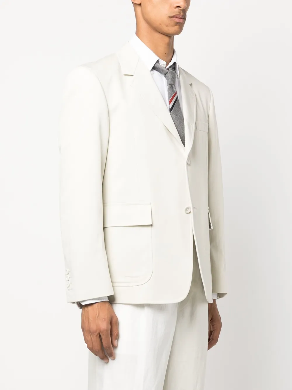 Shop Thom Browne Rwb-stripe Tailored Blazer In Neutrals