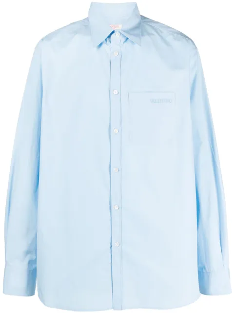 Valentino Garavani logo-embroidered cotton shirt