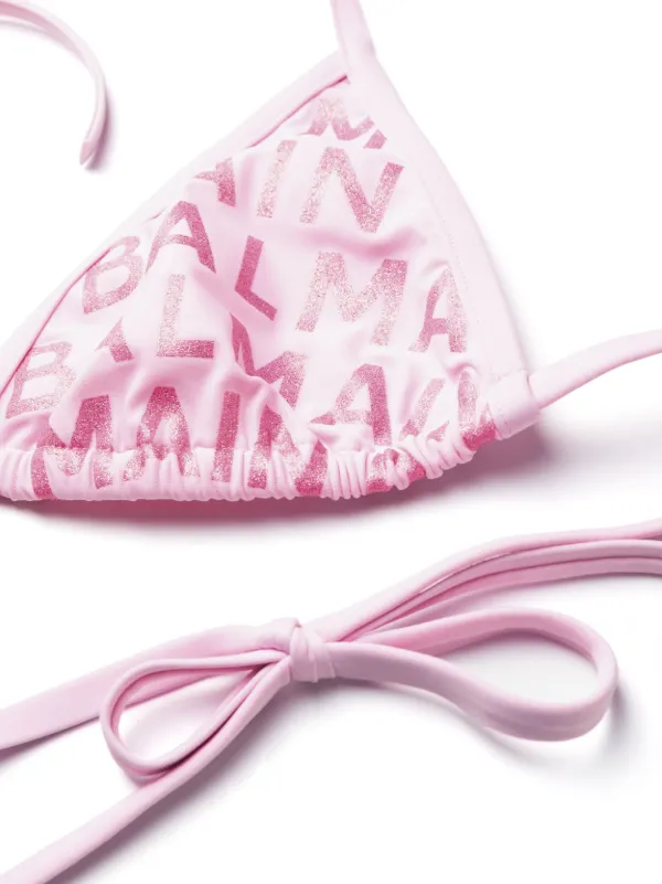 BALMAIN 関税送料込 ピンク ロゴ ビキニ Balmain logo-print Bikini Set | Pink | FARFETCH
