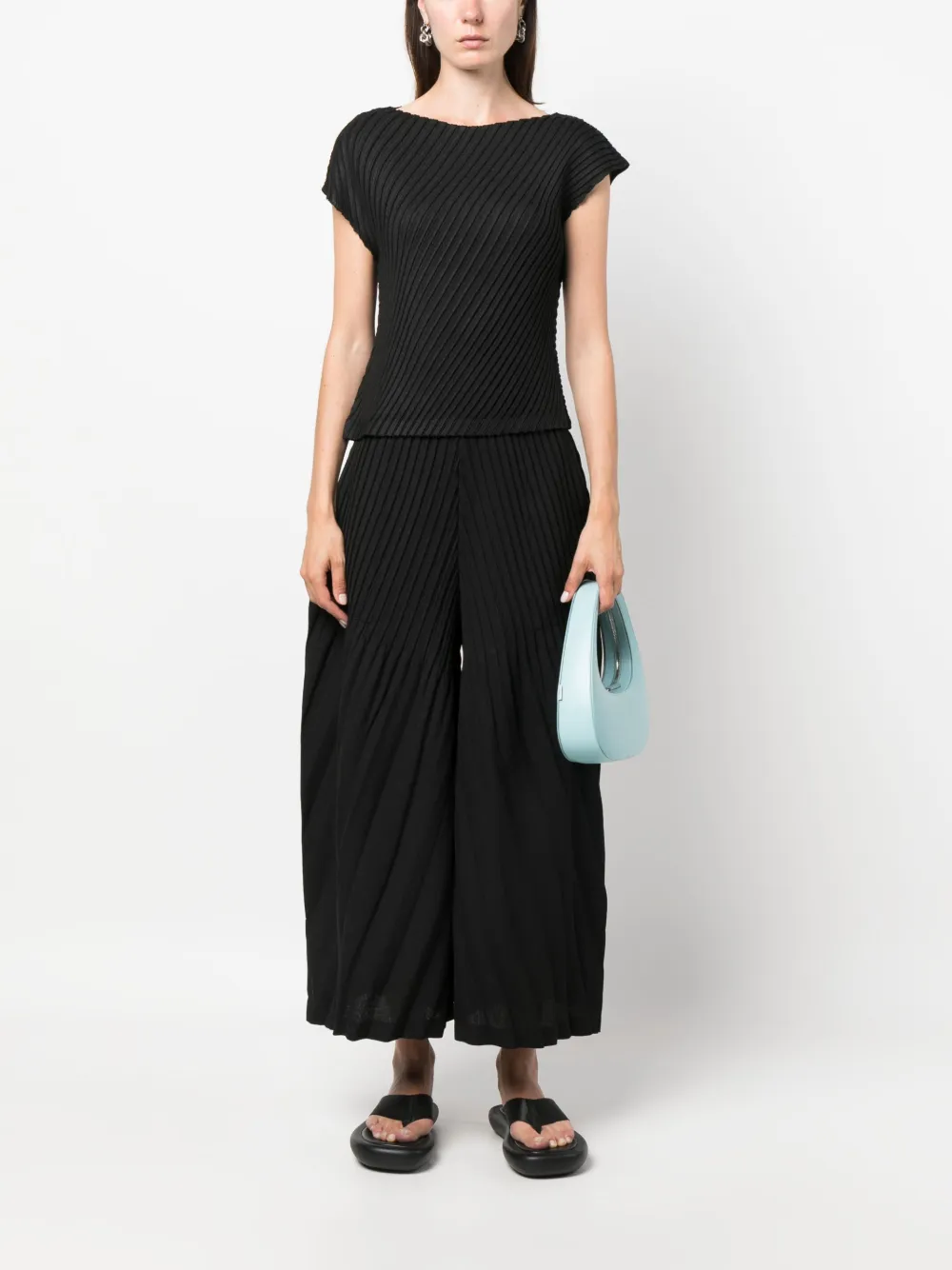 Issey Miyake Plooibroek met wijde pijpen - Zwart