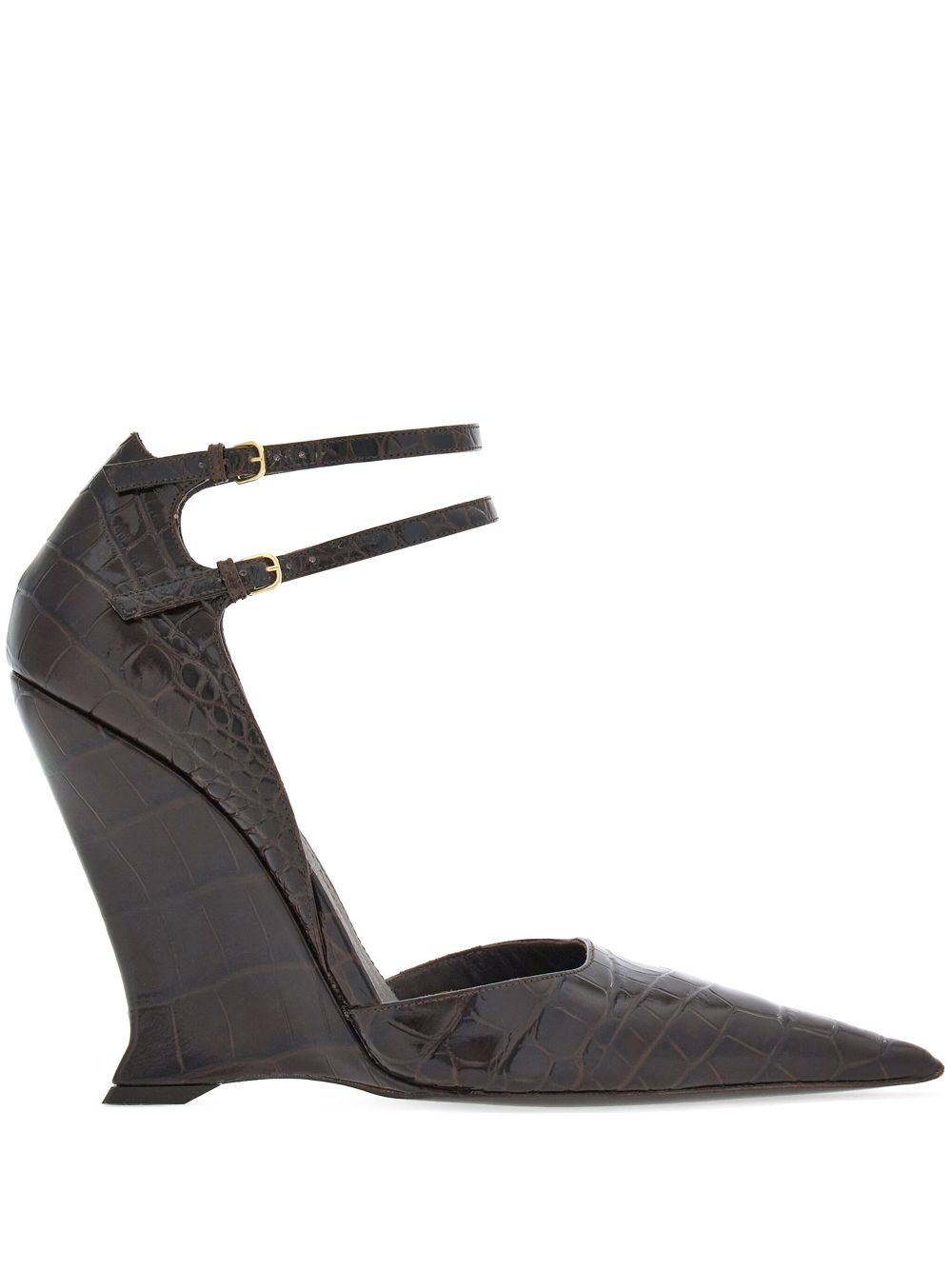 Ferragamo Crocodile Effect Leather Pumps Farfetch