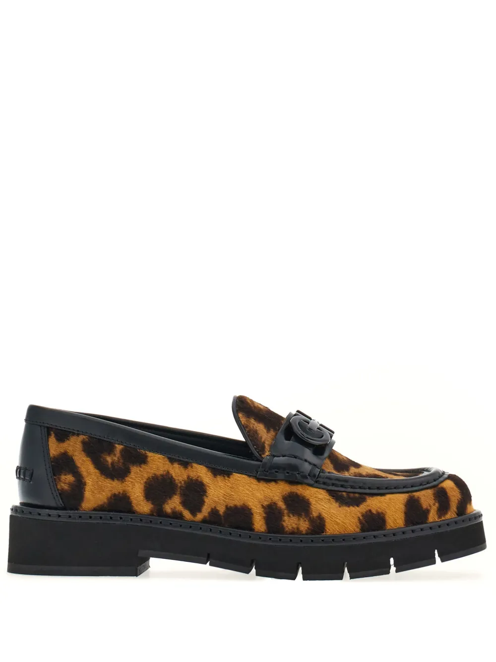 Ferragamo Gancini-buckle leopard-print moccasins Brown
