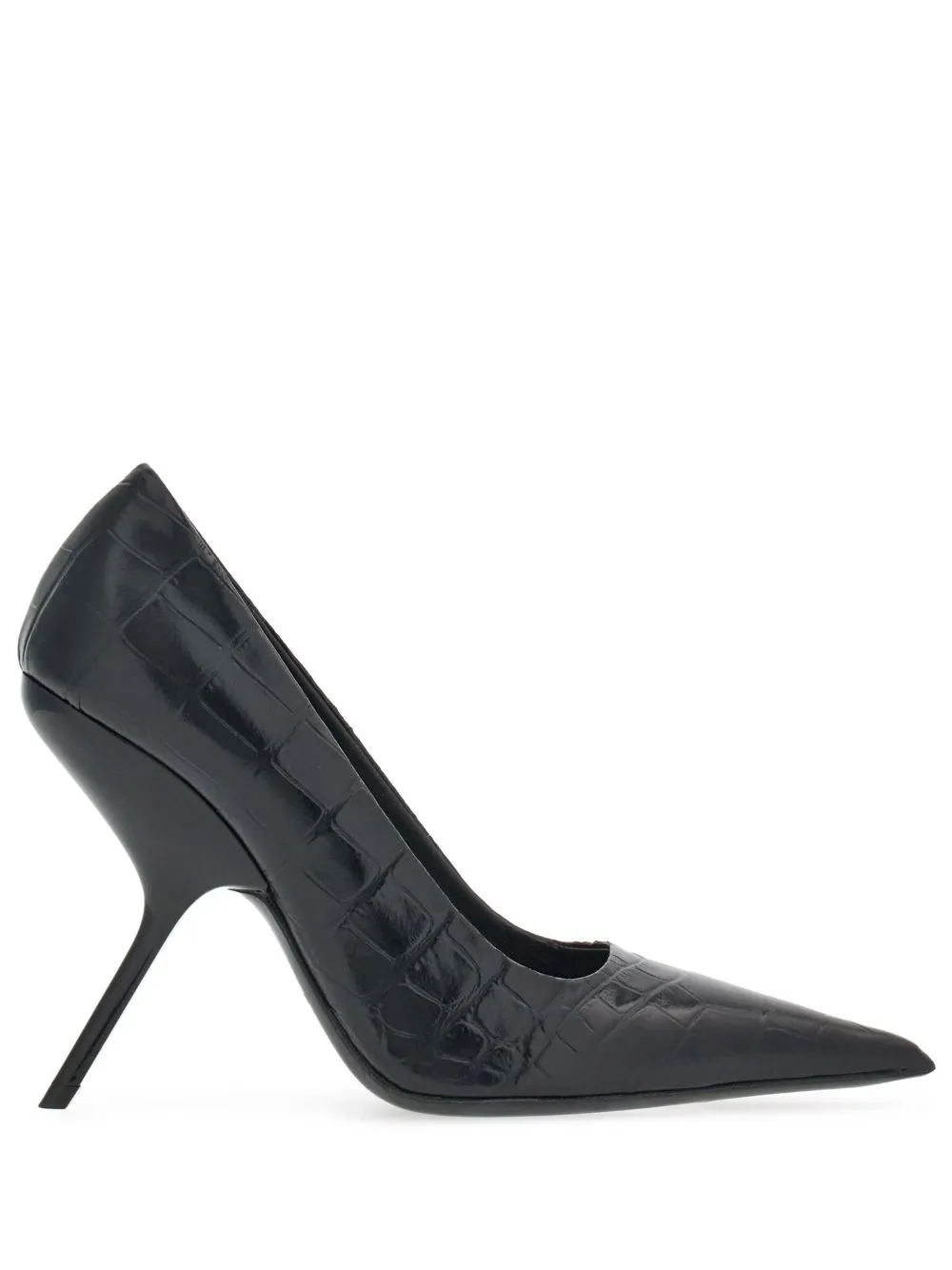 Ferragamo Eva 105mm Crocodile-embossed Pumps In Black