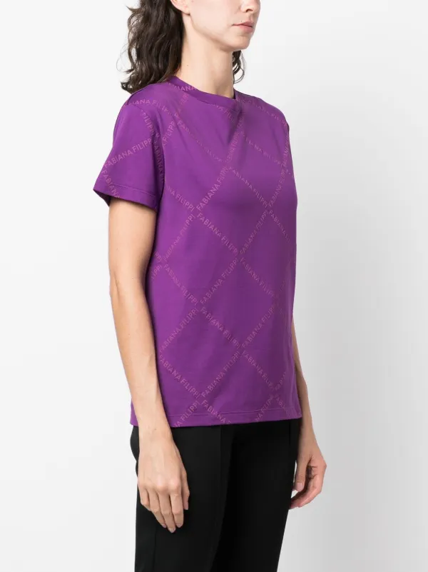 Tシャツ・カットソー FABIANA FILIPPI TOP (MAD275F552L331) Fabiana Filippi logo-print Cotton T-shirt | Purple | FARFETCH JO