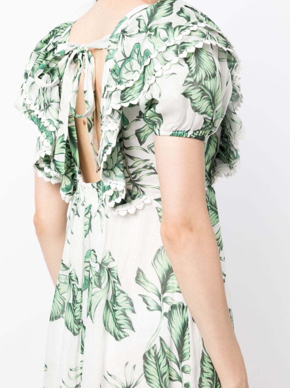 Shop We Are Kindred Amelie Leaf-print Midi Dress In White