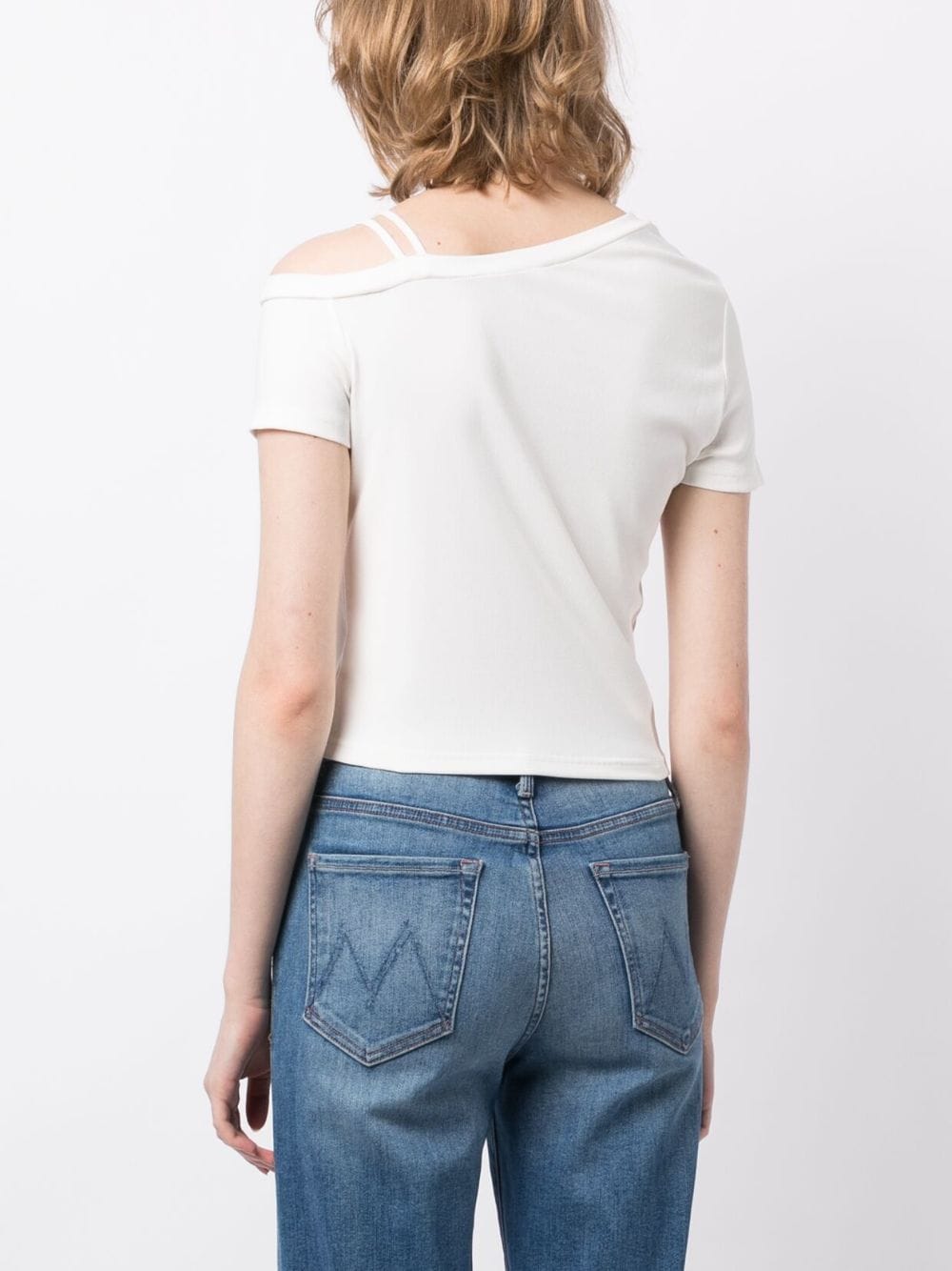 Shop Tout A Coup One-shoulder Short-sleeve Top In White