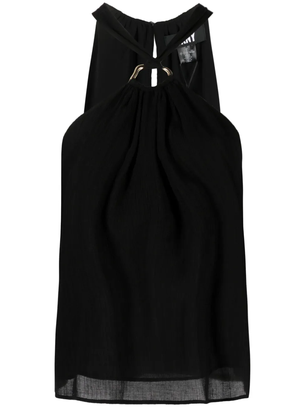 DKNY blusa de georgette con cuello halter | negro | Image 1