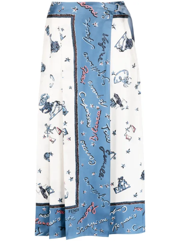 FENDI Fendi Astrology print Midi Skirt White FARFETCH IE