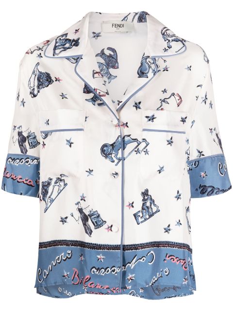 FENDI Astrology-print silk shirt