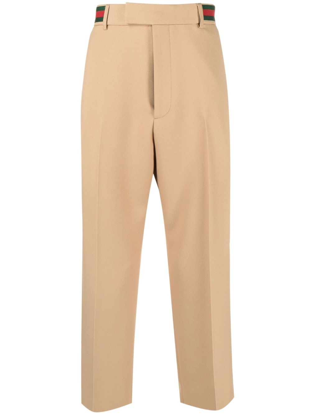 Web-stripe trim cropped trousers