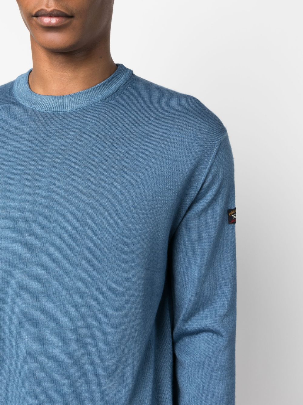 Shop Paul & Shark Logo-patch Fine-knit Jumper In Blue