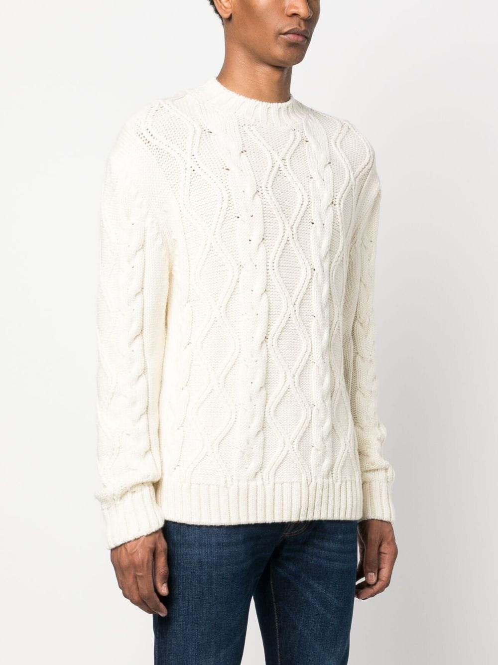 Shop Paul & Shark Logo-patch Cable-knit Jumper In White
