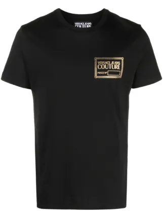 【Versace JEANS】コットン Tシャツ ☆海外限定商品☆ Black Versace Jeans Couture logo-print Cotton T-shirt | Black