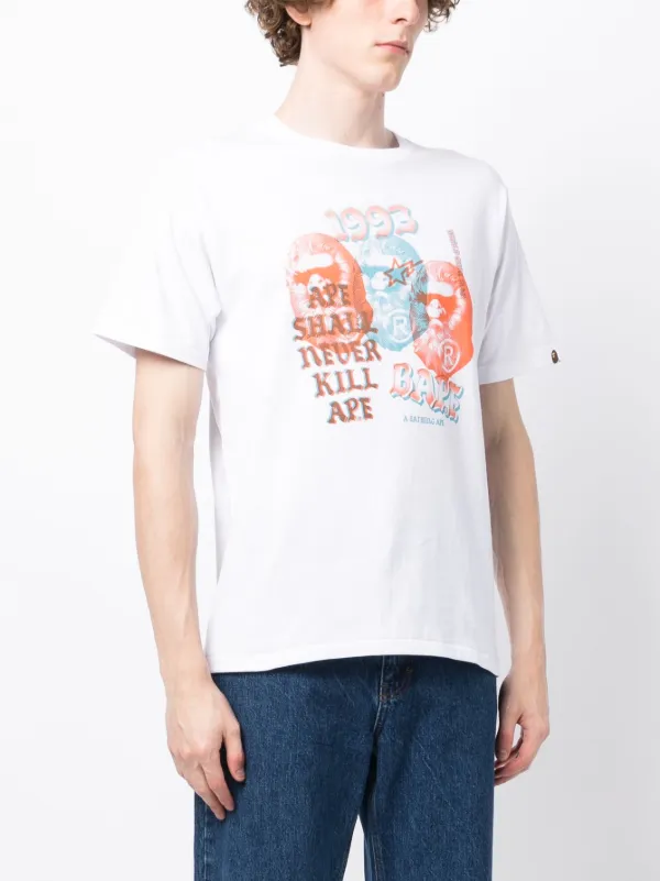 A BATHING APE® Pigment Three Ape Head T-shirt | White | FARFETCH
