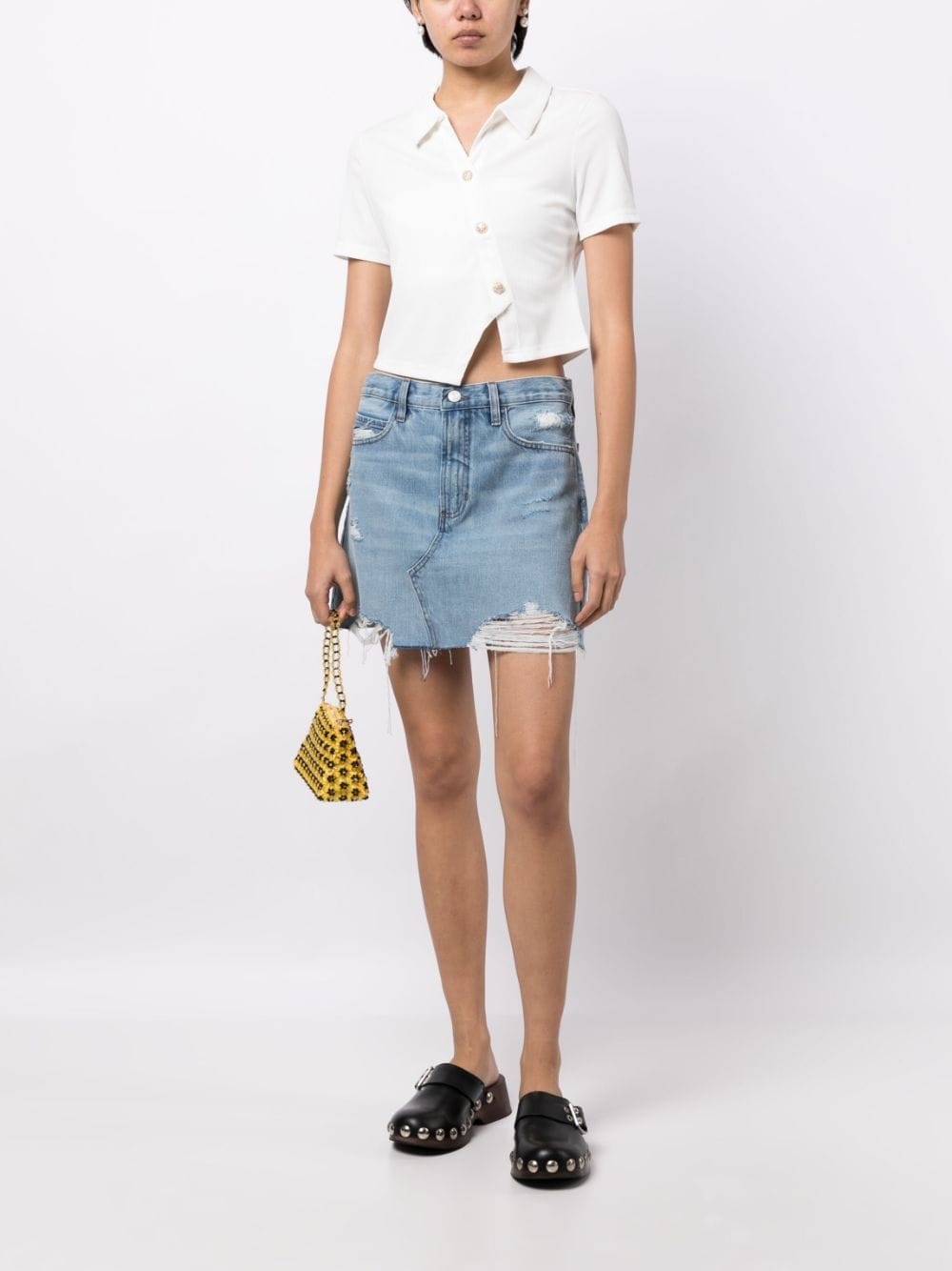 tout a coup Slanted cropped top - Wit