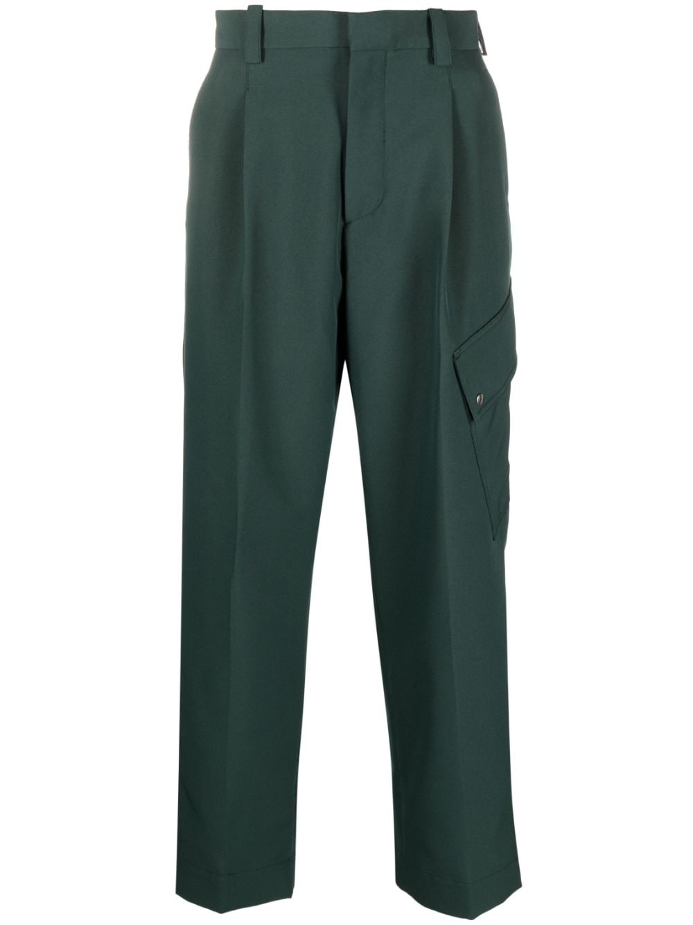 Oamc Combine Straight-leg Cropped Trousers In Green