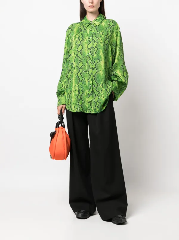 green snakeskin print blouse