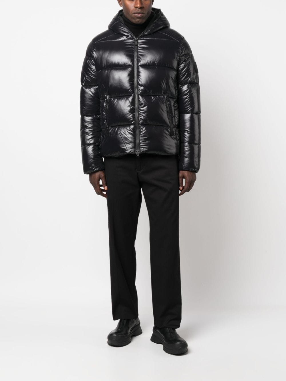 Save The Duck glossy-finish padded jacket - Zwart