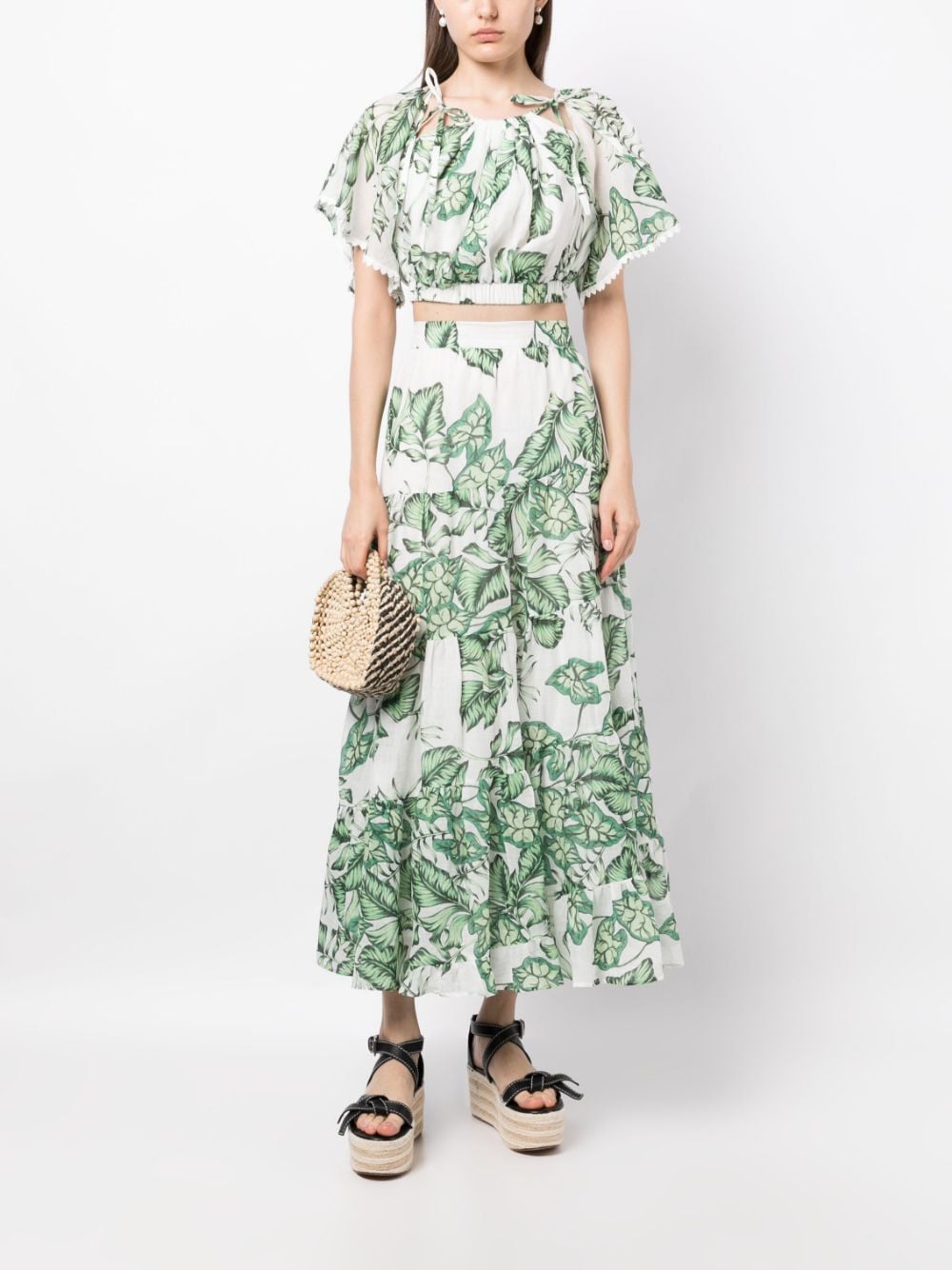 Shop We Are Kindred Amelie Tiered Maxi Skirt In Green