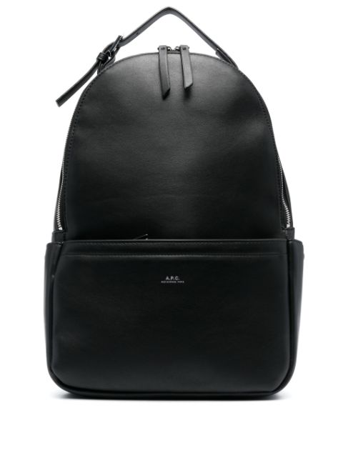 A.P.C. logo-stamp faux-leather backpack Men