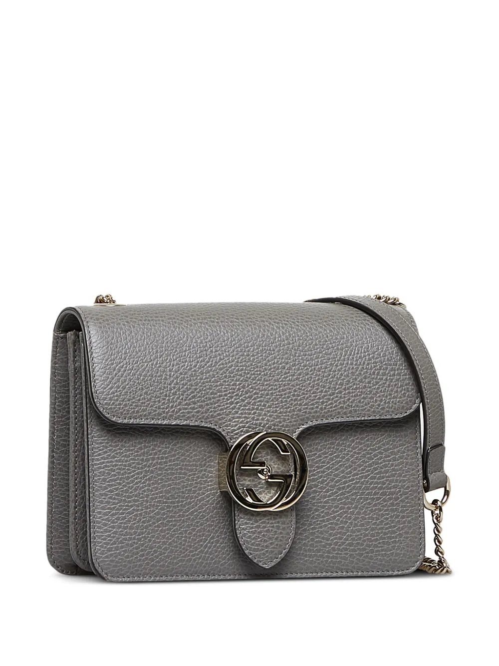 Gucci Grey Calf Pebbled Leather Small Interlocking G Shoulder and Crossbody  bag