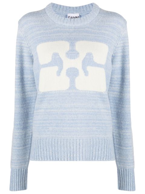 GANNI intarsia-knit logo jumper Women