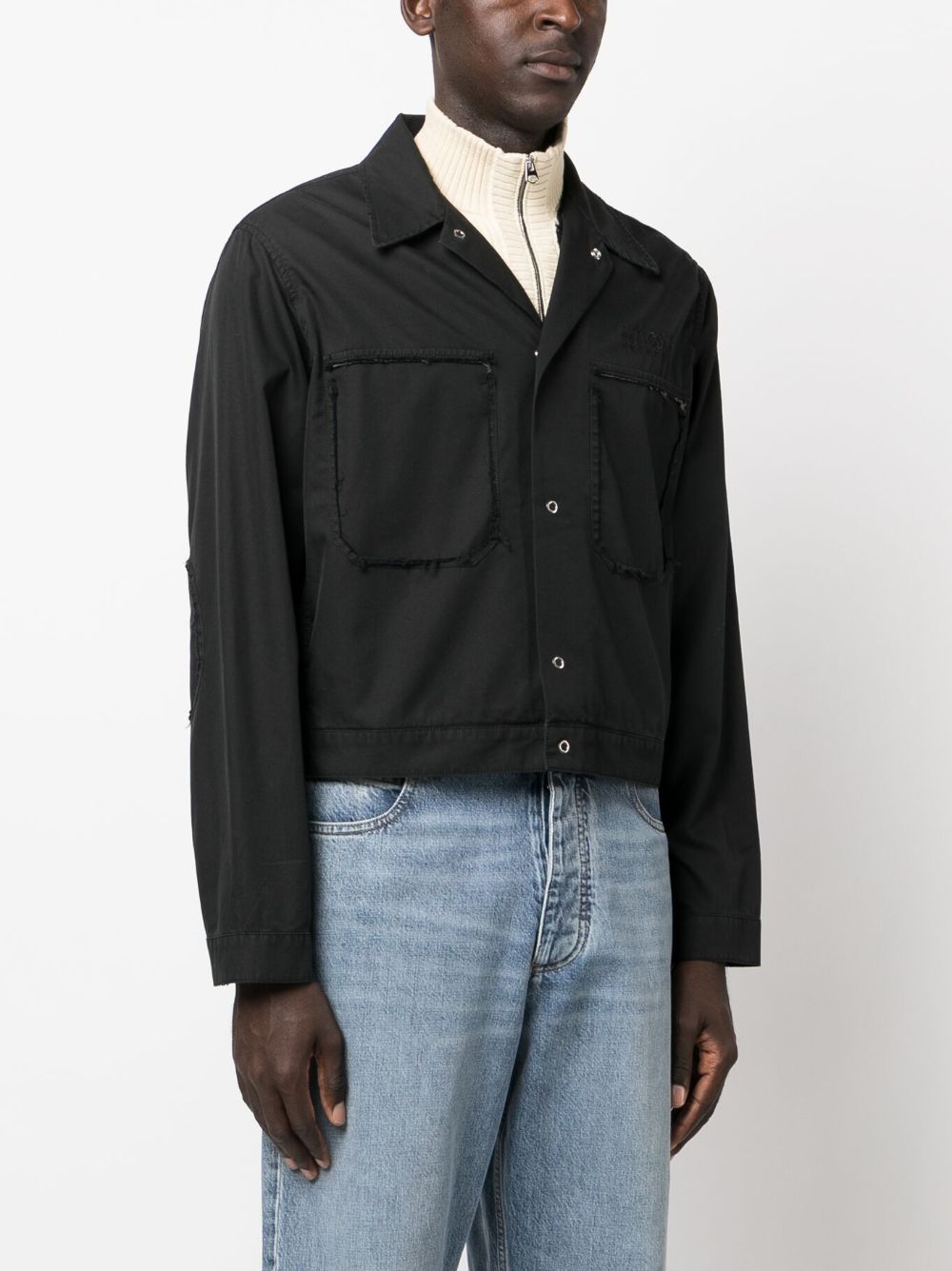 MM6 Maison Margiela logo-embroidered frayed-detailed Jacket - Farfetch