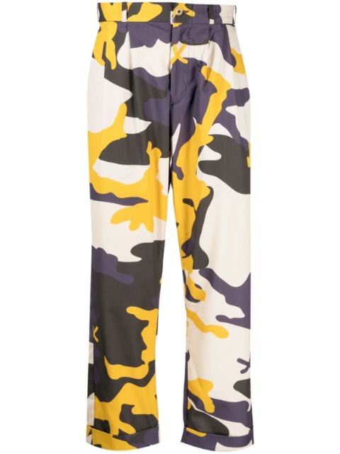 The Power For The People camouflage-pattern cropped cotton trousers