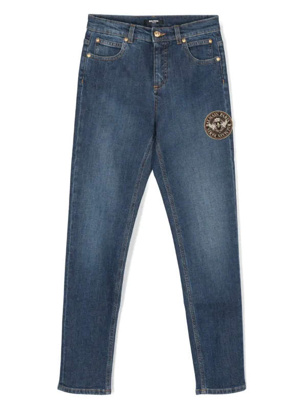 Balmain Kids mid-rise straight-leg Jeans Blue FARFETCH IN