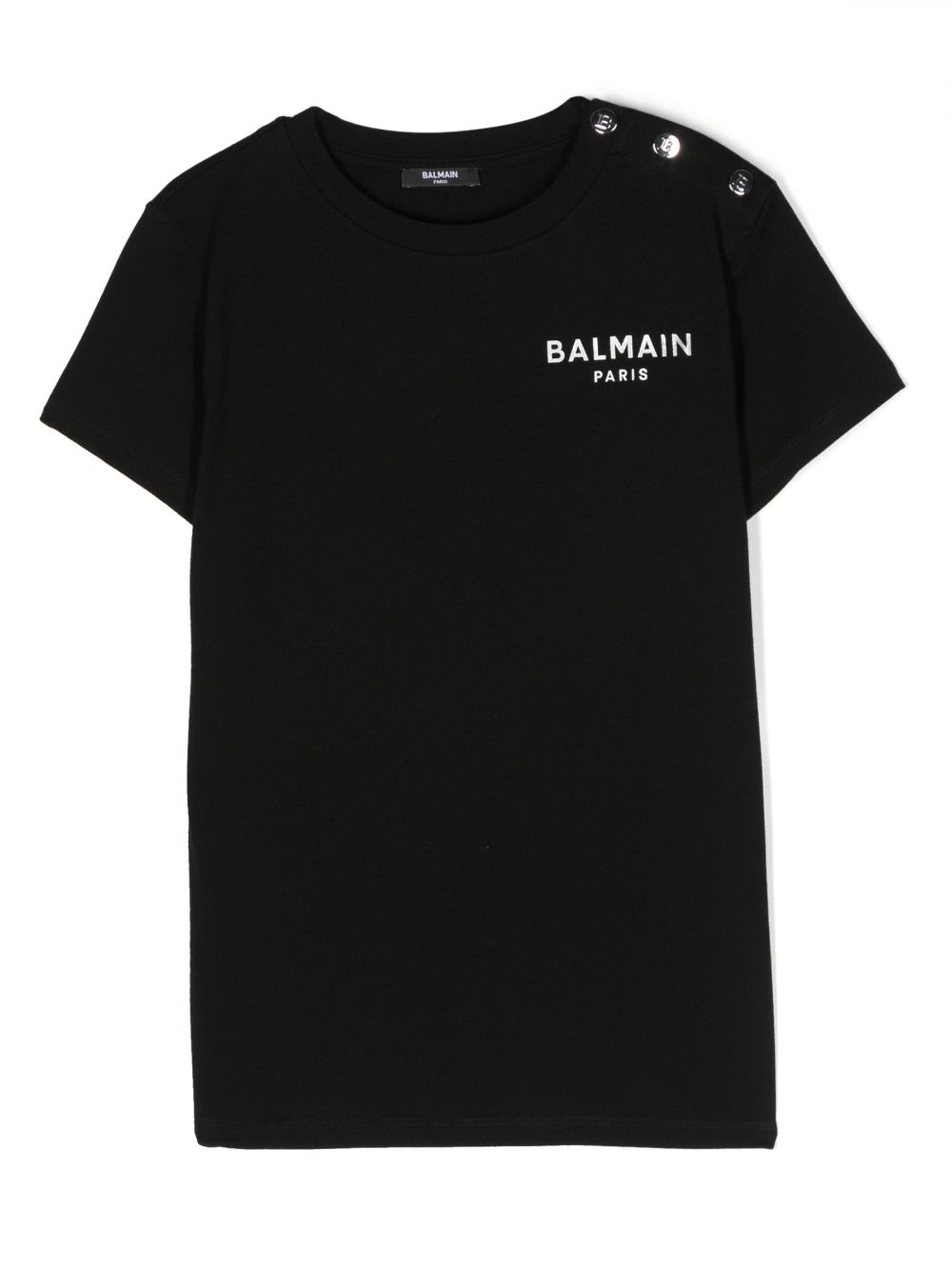 Balmain Kids logo-print cotton T-shirt - Black