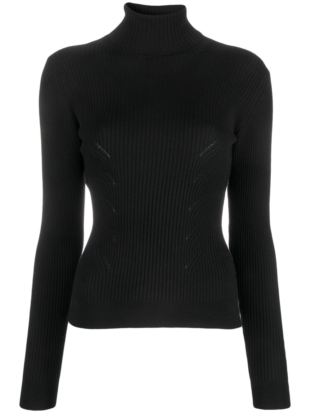 MOSCHINO JEANS ribbed-knit high-neck sweatshirt - Black