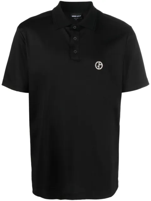 Giorgio Armani logo-embroidered cotton polo shirt Men