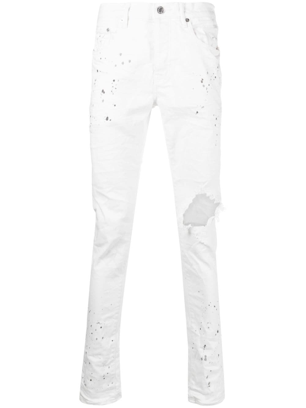 Purple Brand paint-splatter skinny jeans - White