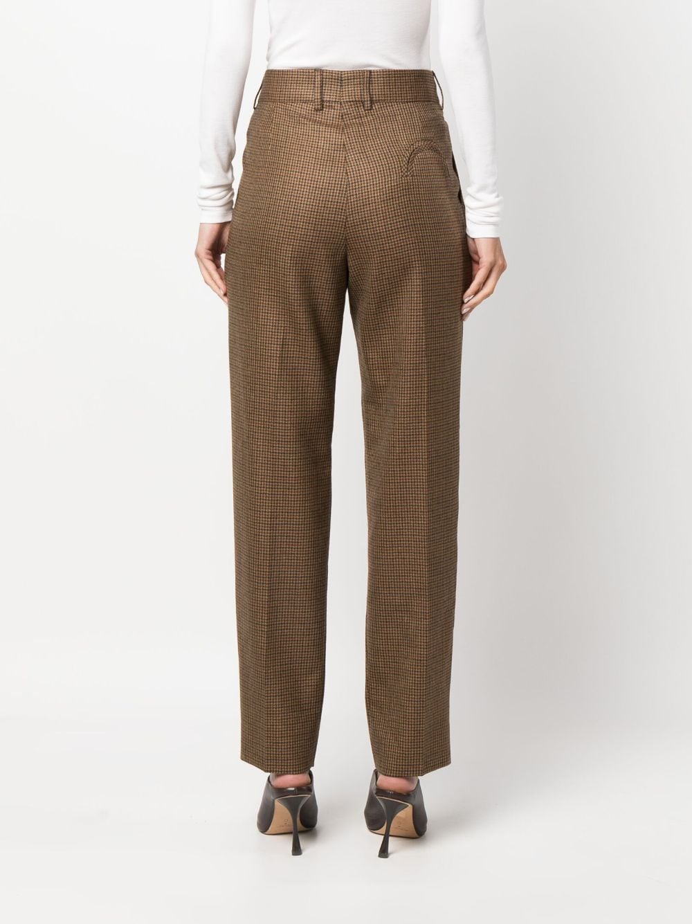 Shop Blazé Milano Houndstooth-pattern Tapered Trousers In Brown