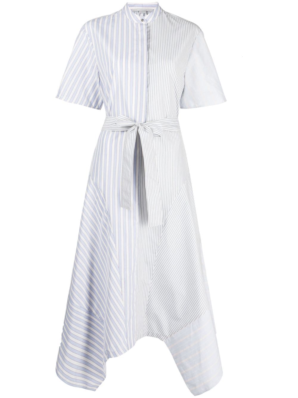 Stella Mccartney Vertical Stripe-pattern Belted Shirt Dress In Blue