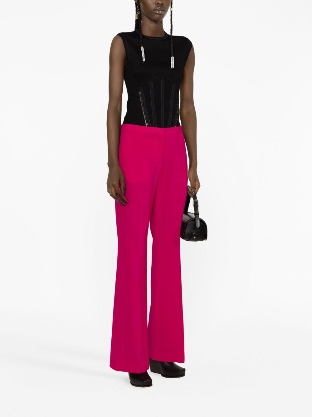 Shop Givenchy Wool-blend Flared Trousers In Pink