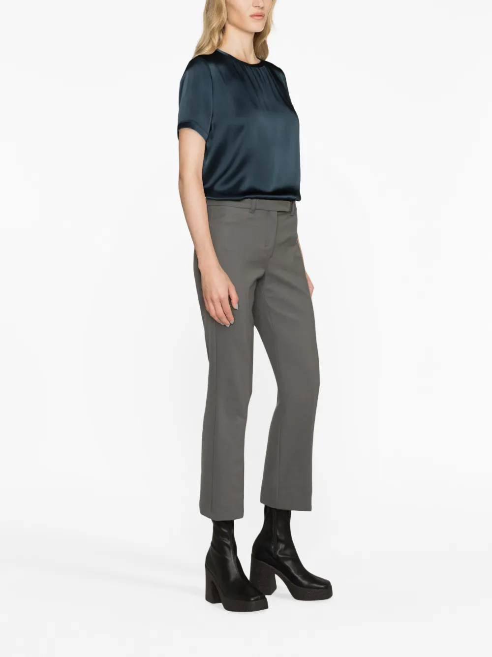 's Max Mara Cropped Cotton-blend Trousers In Grey