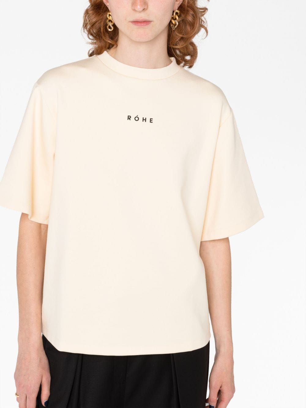 Shop Rohe Logo-print Cotton-blend T-shirt In Neutrals