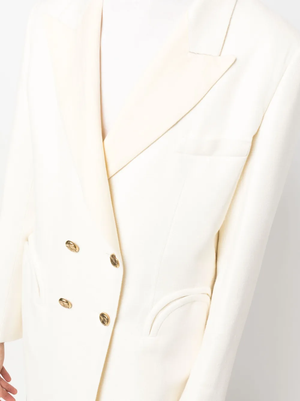 Shop Blazé Milano Double-breasted Maxi Coat In White