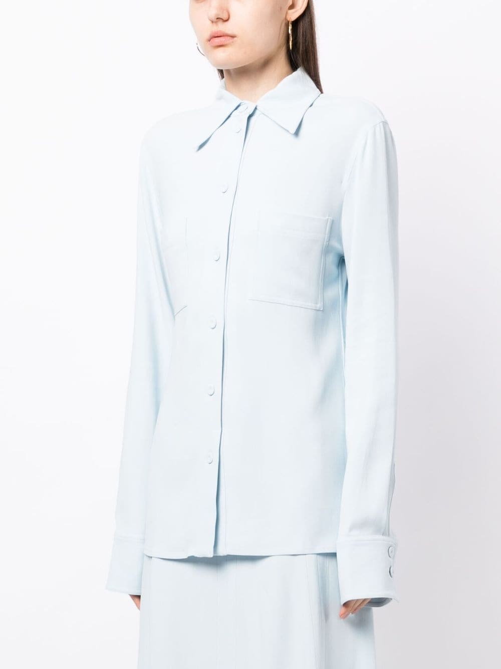 Shop Stella Mccartney Pointed-collar Long-sleeve Shirt In Blue