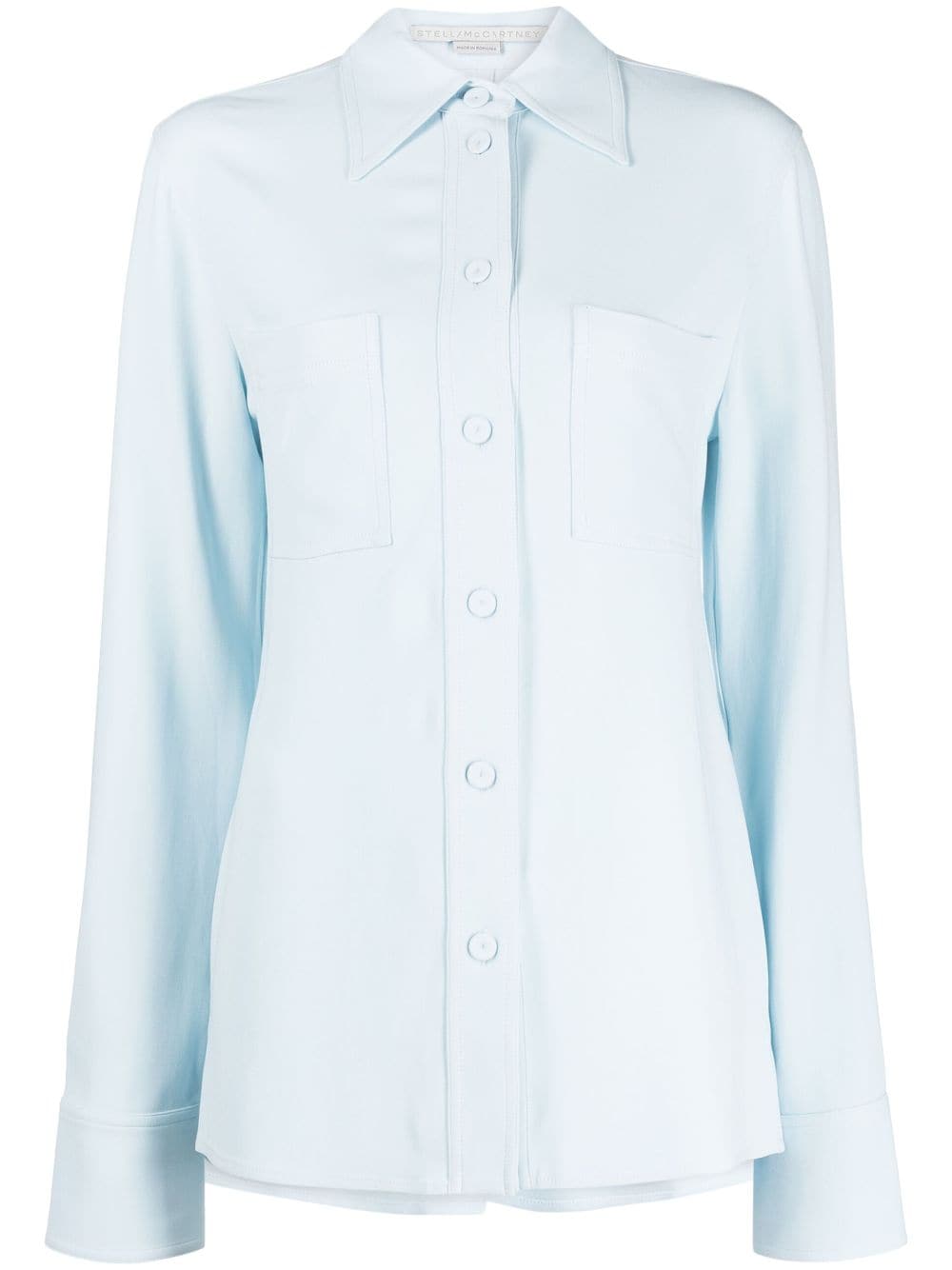 Stella Mccartney Pointed-collar Long-sleeve Shirt In Blue