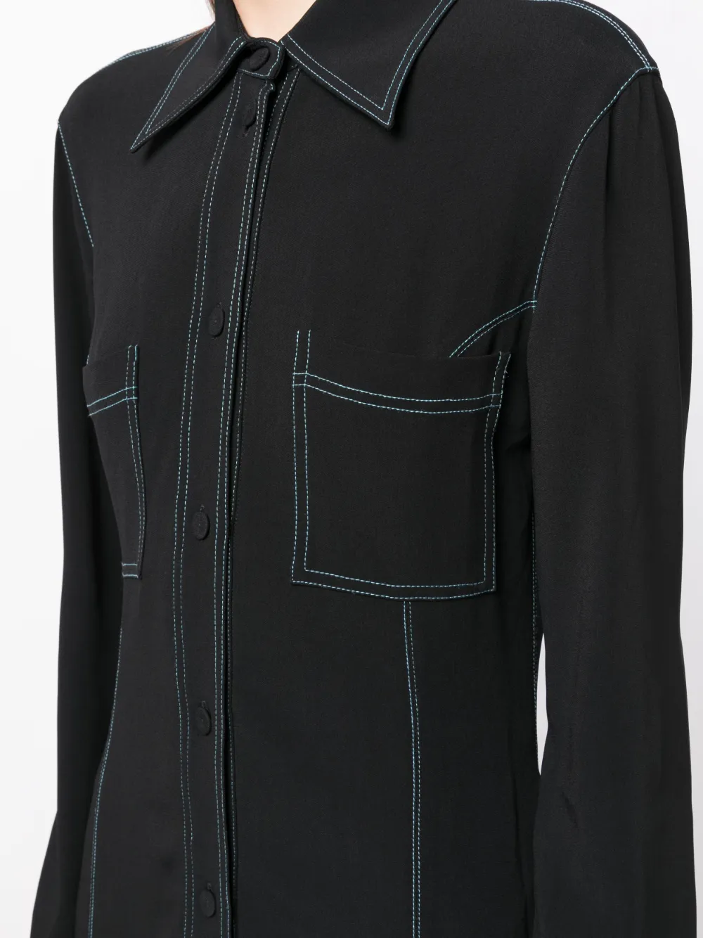 Stella Mccartney Contrast-stitching Midi Shirtdress In Black