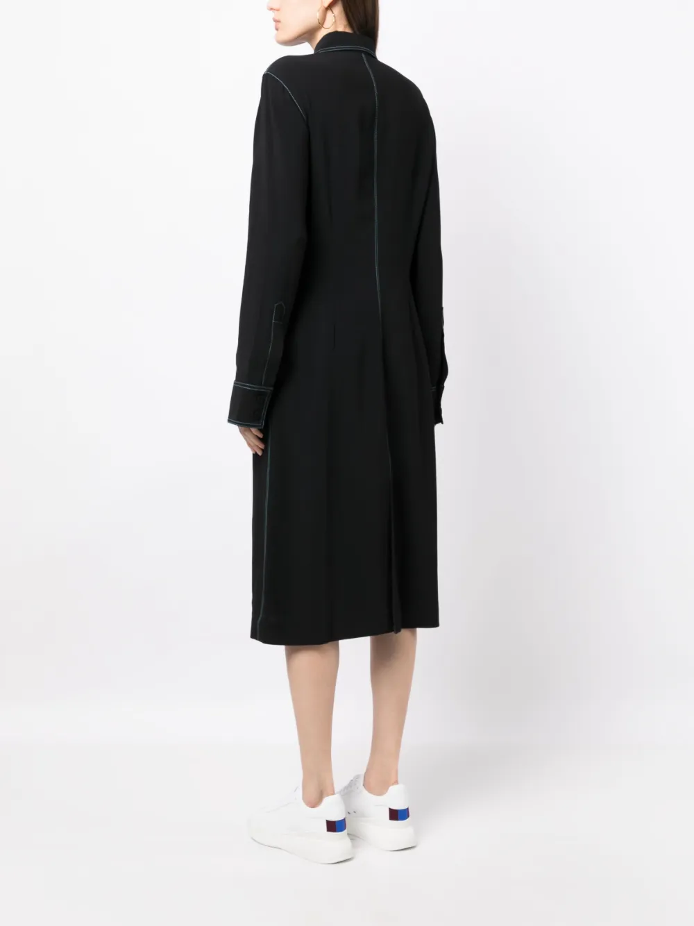 Stella Mccartney Contrast-stitching Midi Shirtdress In Black