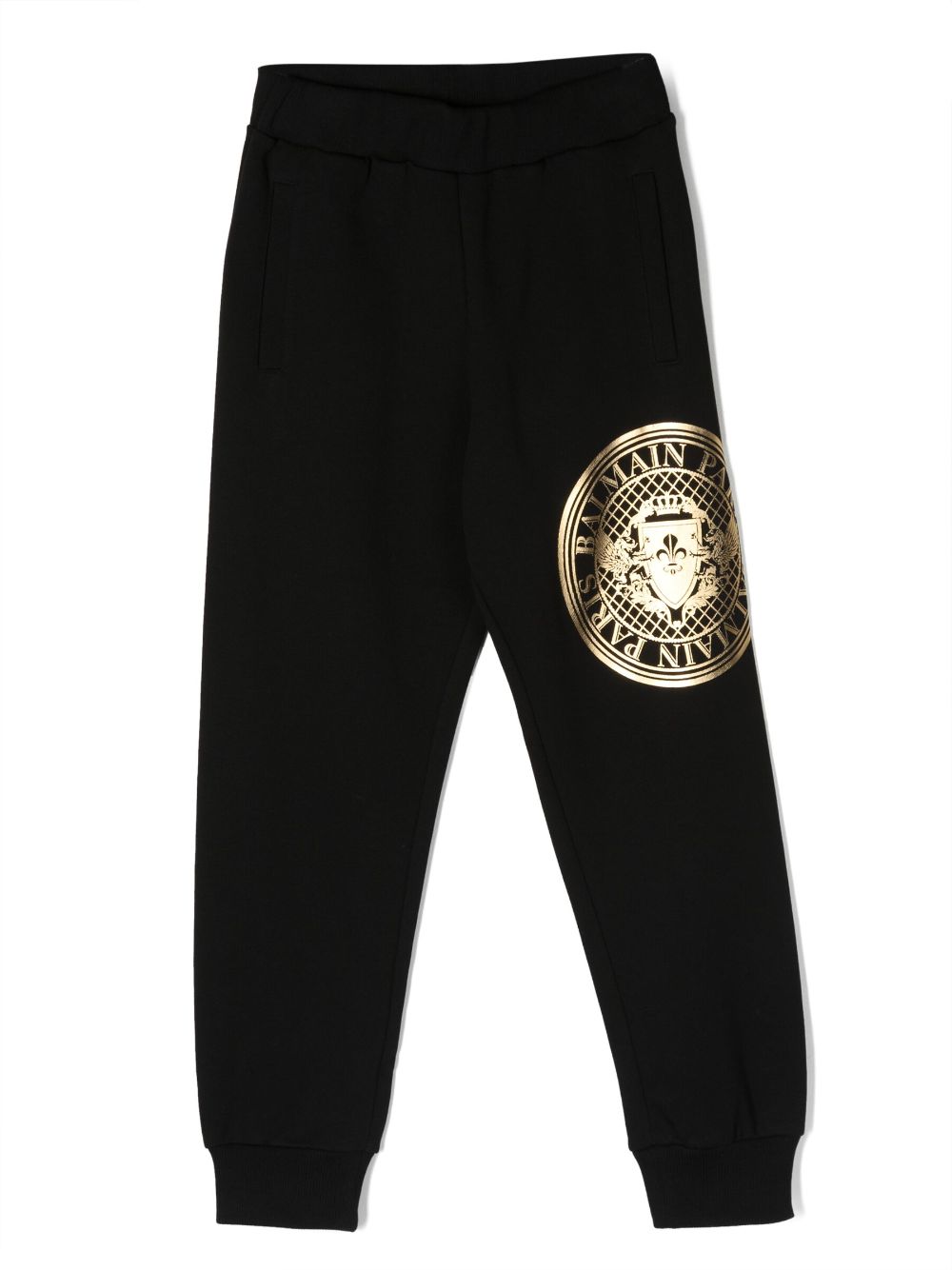 Shop Balmain Logo-print Cotton Sweatpants In Black
