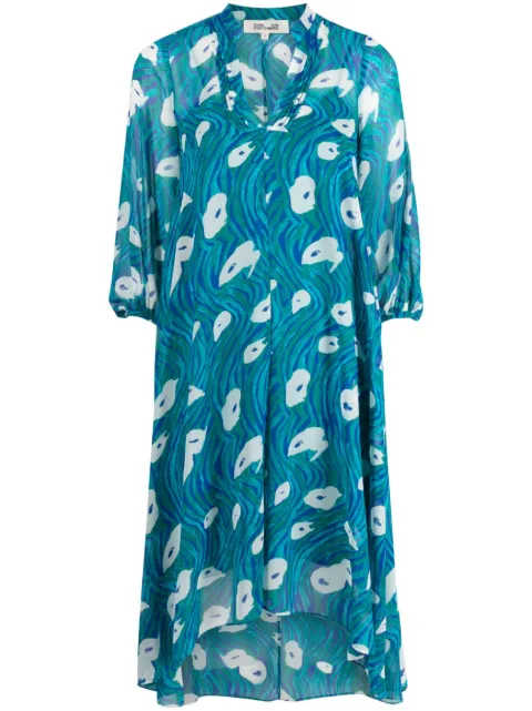 DVF Diane von Furstenberg Ileana Ocean Tide-print chiffon dress