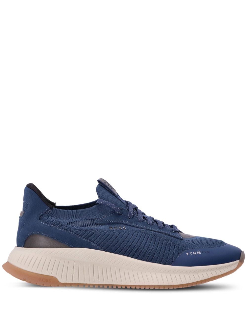 Hugo Boss Lace-up Faux-leather Sneakers In Blue