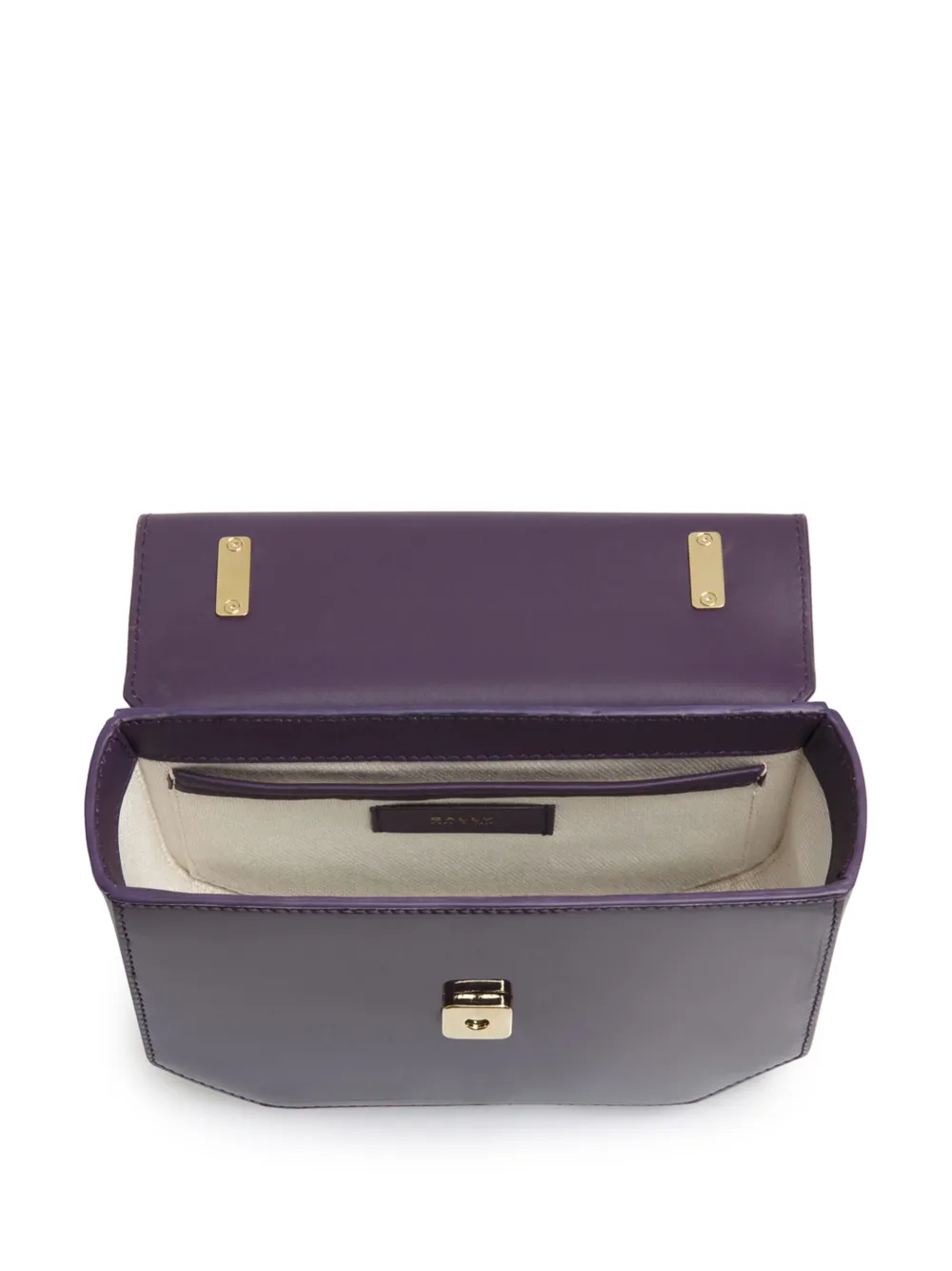 Bally Emblem Folio Patent-leather Mini Bag In Violett